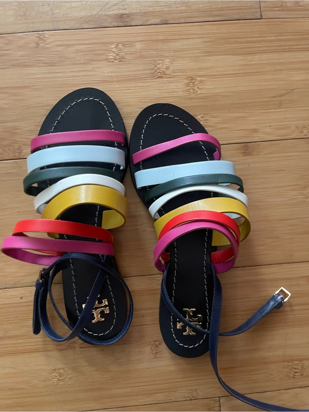 Tory Burch Multicolor Strappy Ankle Tie Sandals